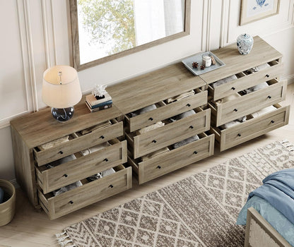 WAMPAT Dresser for Bedroom with 9 Drawers, Kids Dressers with Wide Chest of Drawers, Modern Wooden