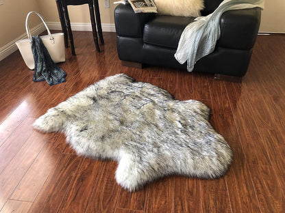 LAMBZY Faux Sheepskin Hypoallergenic Free Shape Silky Shag Rug, Luxury Shaggy Silky Plush Carpet