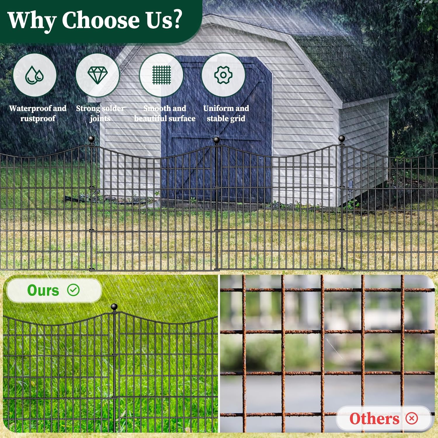 15 Panels Decorative Garden Fence with Gate, 32 in(H) X 35.4 ft(L) No Dig Dog Fence Animal Barrier