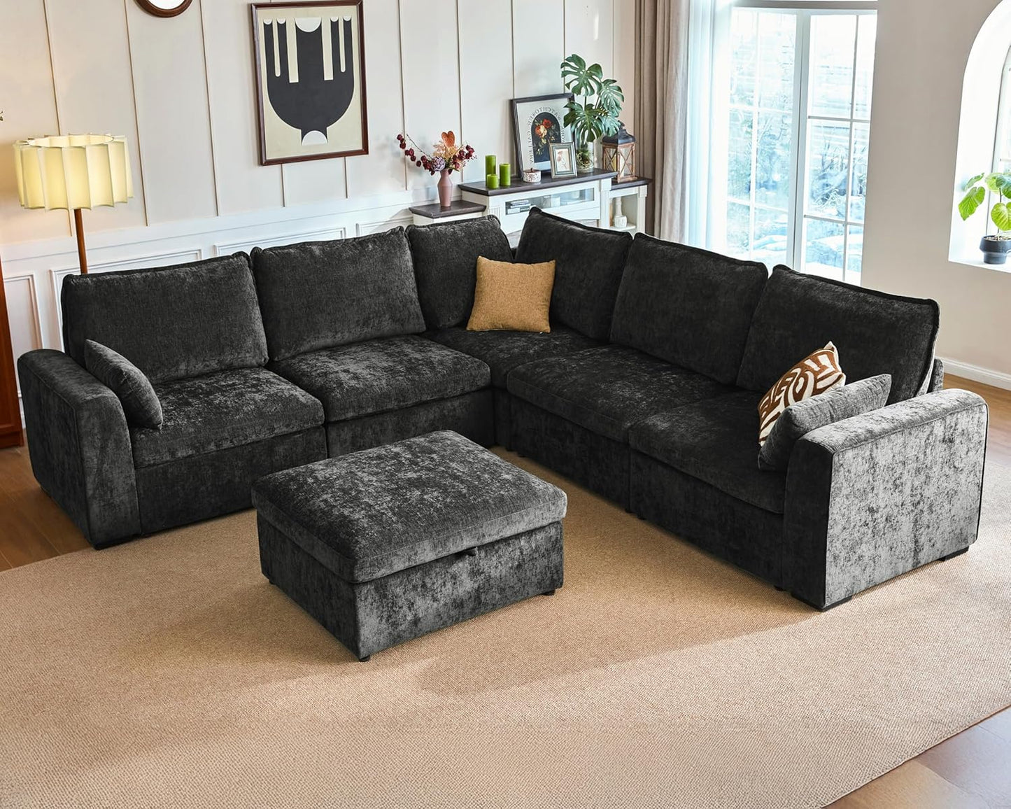 Oversized Modular Sofa Comfy Cloud Couch with Storage, Extra Deep Plush Sectional Sofa Set for