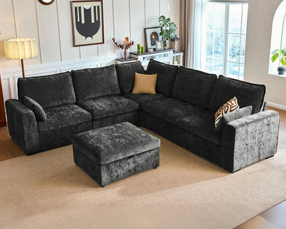 Oversized Modular Sofa Comfy Cloud Couch with Storage, Extra Deep Plush Sectional Sofa Set for
