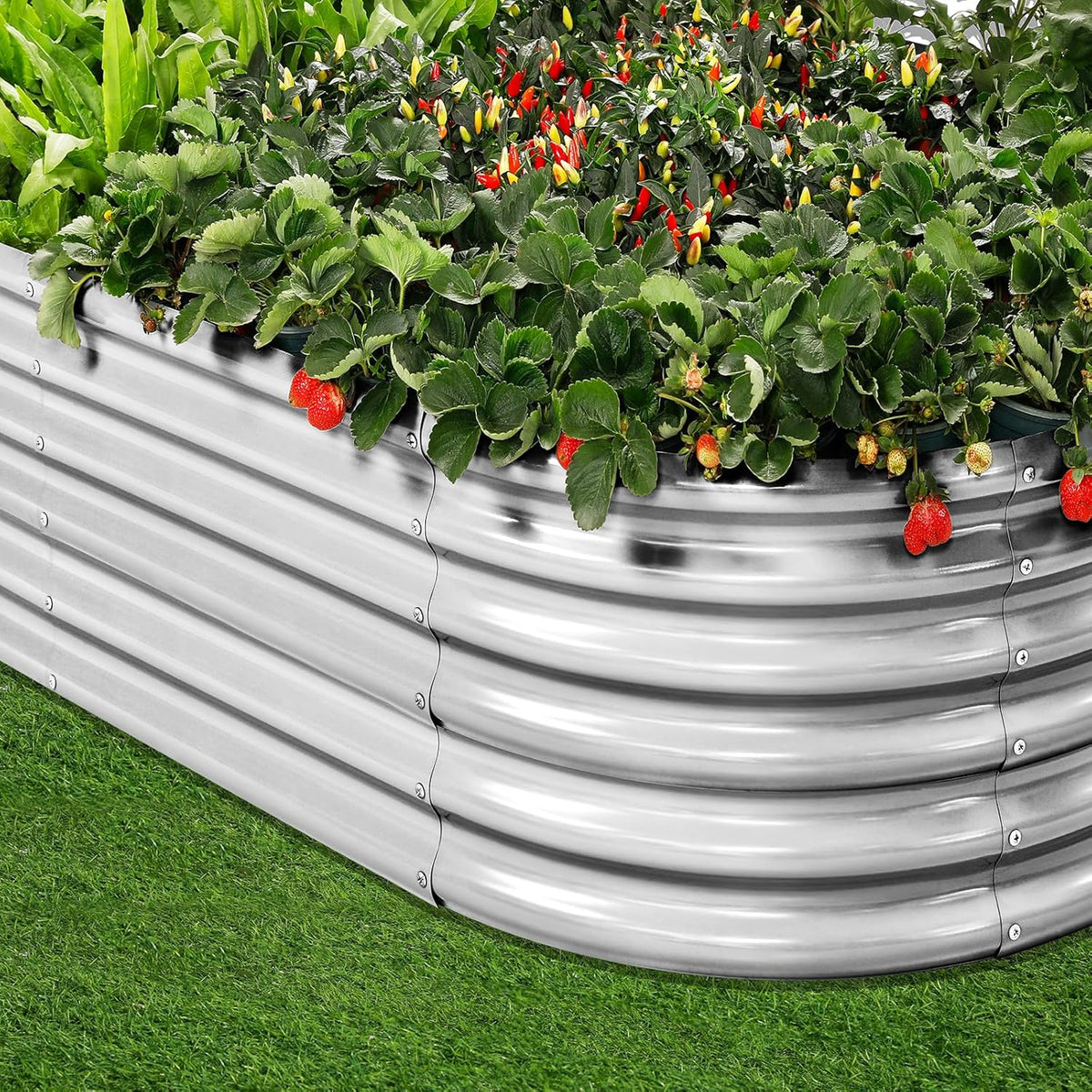 Land Guard 4×2×1.5ft Galvanized Raised Garden Bed Kit, Galvanized Planter Garden Boxes Outdoor