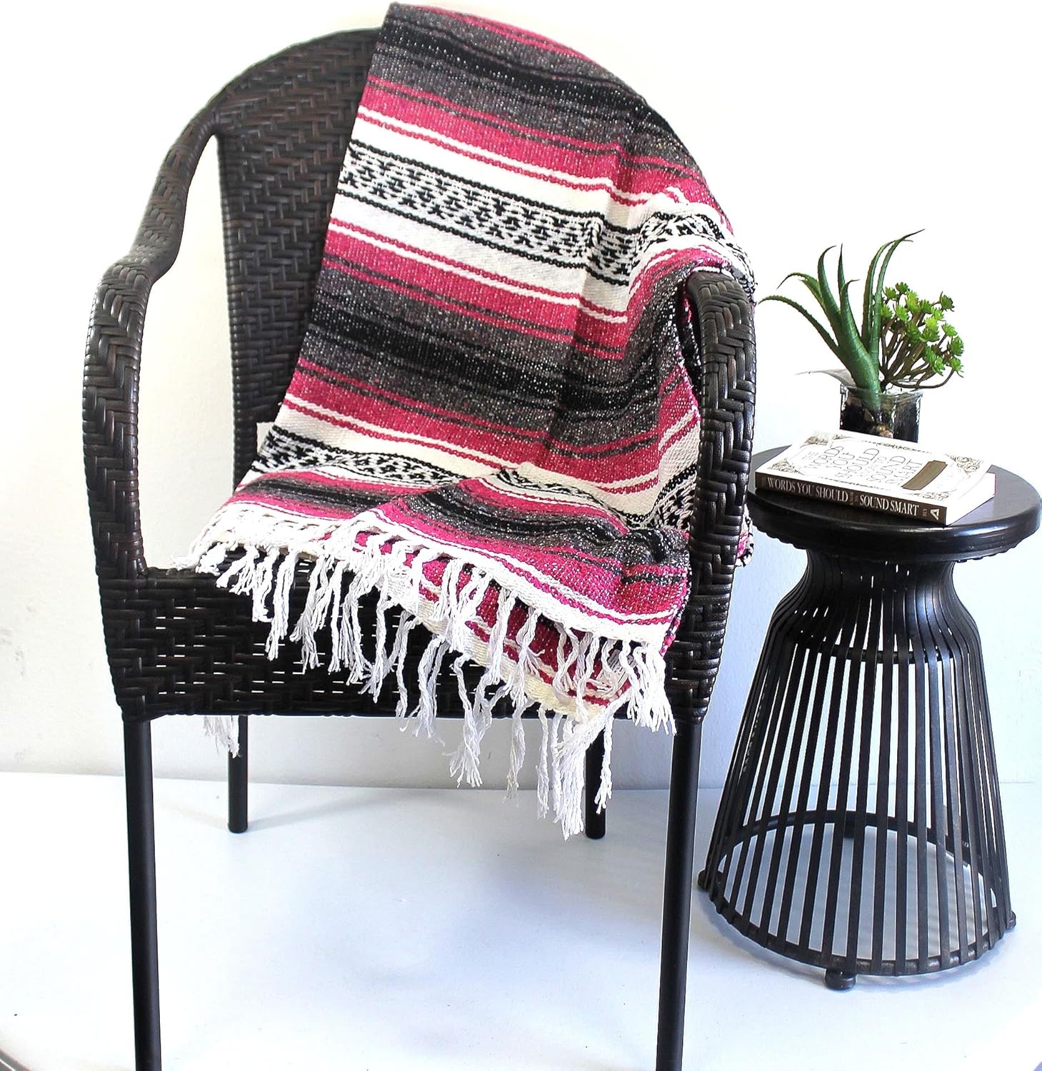 Del Mex Classic Mexican Blanket, Large Authentic Woven Falsa Throw (70"x50"), Artisan Southwest