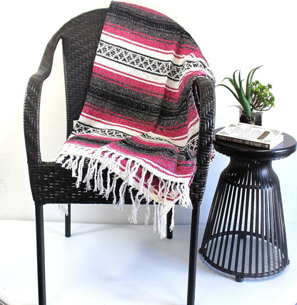 Del Mex Classic Mexican Blanket, Large Authentic Woven Falsa Throw (70"x50"), Artisan Southwest