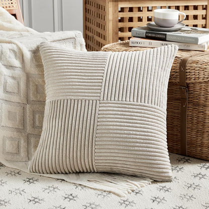 Fancy Homi 2 Packs Neutral Taupe Samll Decorative Throw Pillow Covers 14x14 Inch with for Couch Bed