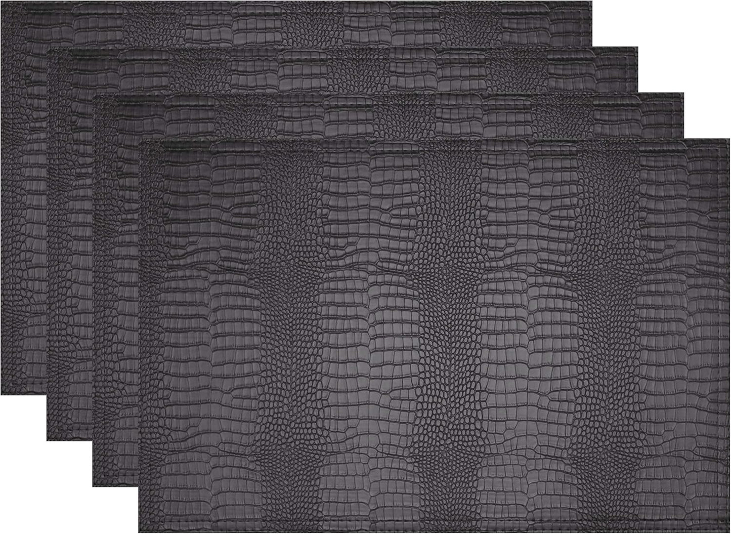 Faux Leather Hardboard Placemats, Set of 4 PU Table Mats, Easy to Clean, Heat & Stain Resistant for