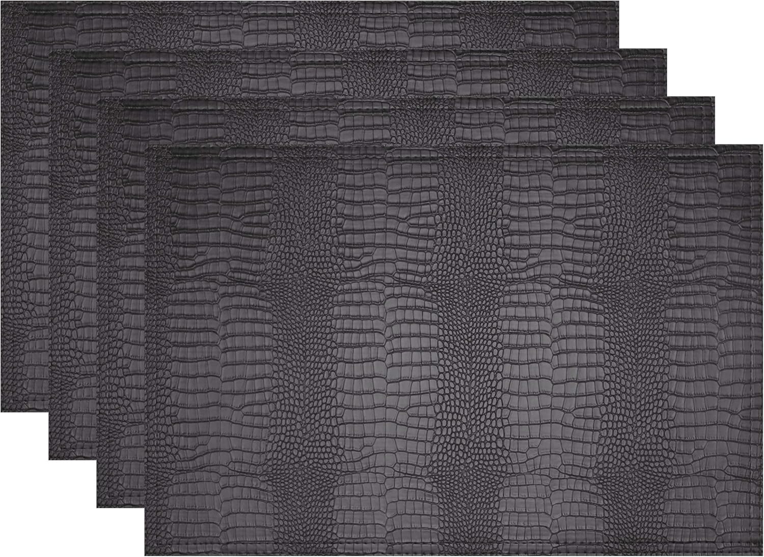 Faux Leather Hardboard Placemats, Set of 4 PU Table Mats, Easy to Clean, Heat & Stain Resistant for