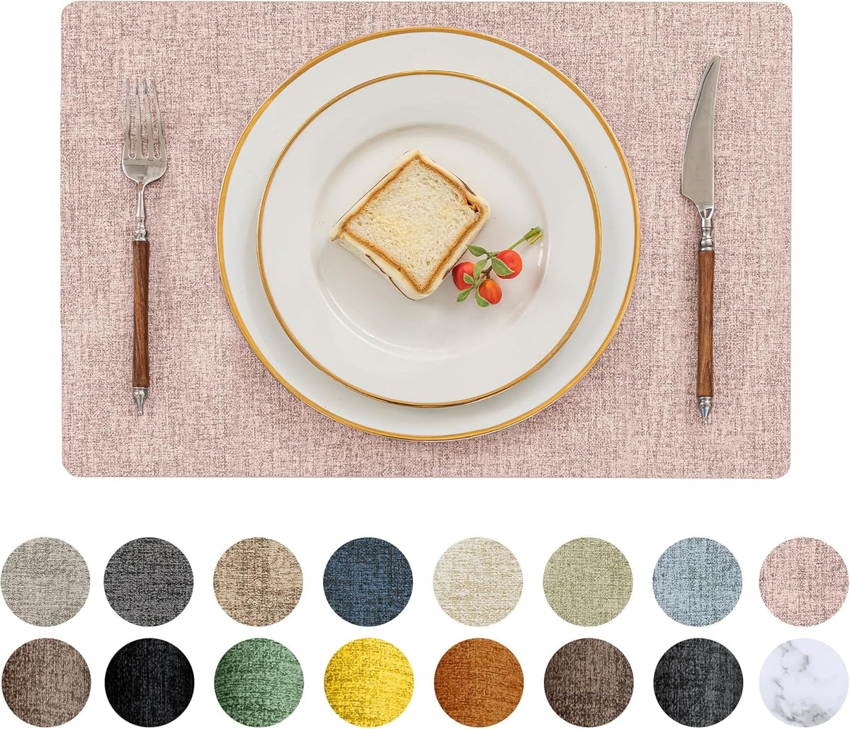 Romanstile Vinyl Placemats Set of 6-12 X 18 Inch - Heat Resistant Place Mats 100% Waterproof