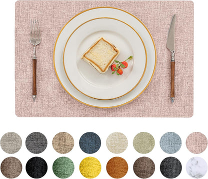 Romanstile Vinyl Placemats Set of 6-12 X 18 Inch - Heat Resistant Place Mats 100% Waterproof