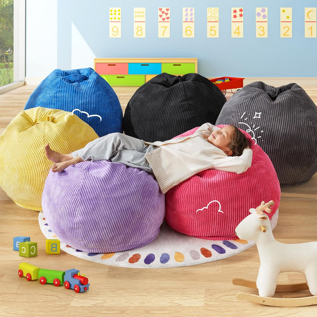 Hobestluk 2.5FT Bean Bag Chair Beanbags Small Bean Bag Chair with Filler Included Teardrop Bean Bag