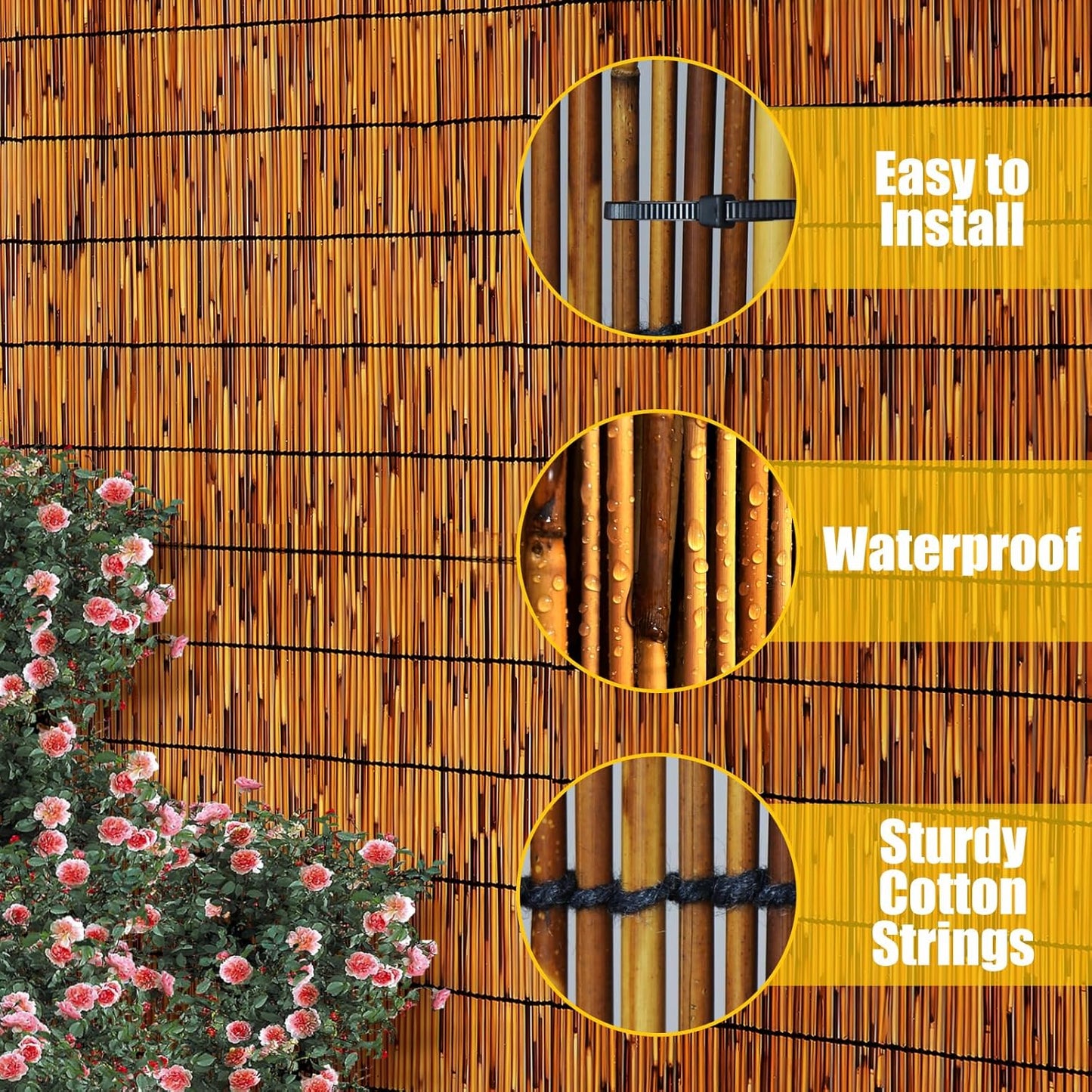 Natural Reed Fencing 6FT X 13FT Reed Fence 6FT High Balcony Reed Fence Privacy Reed Screen for