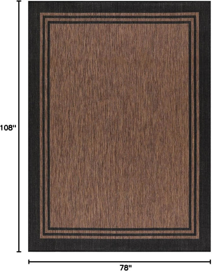 Bordered Outdoor Rug 6x9 Washable Outside Carpet for Indoor Patio Porch Waterproof Easy Cleaning