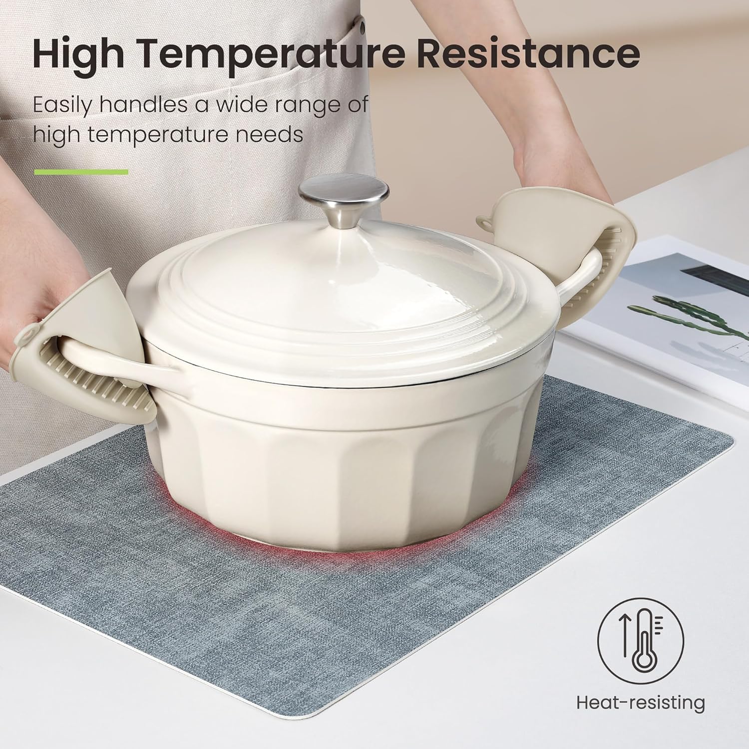 Faux Leather Dual Sided Placemats Set of 4, Square Non-Slip Heat Resistant Placemats with Coaster