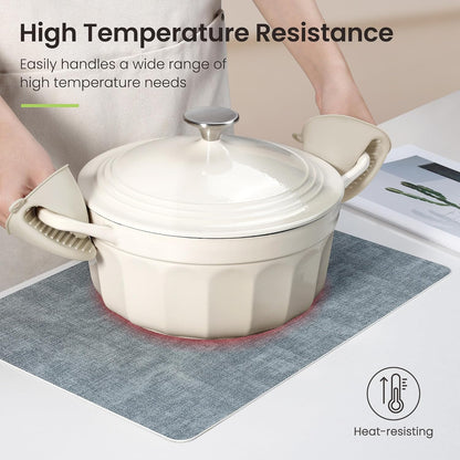 Faux Leather Dual Sided Placemats Set of 4, Square Non-Slip Heat Resistant Placemats with Coaster
