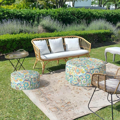LVTXIII Outdoor/Indoor Inflatable Stool Ottoman, All Weather Patio Footrest Pouf, Portable Round