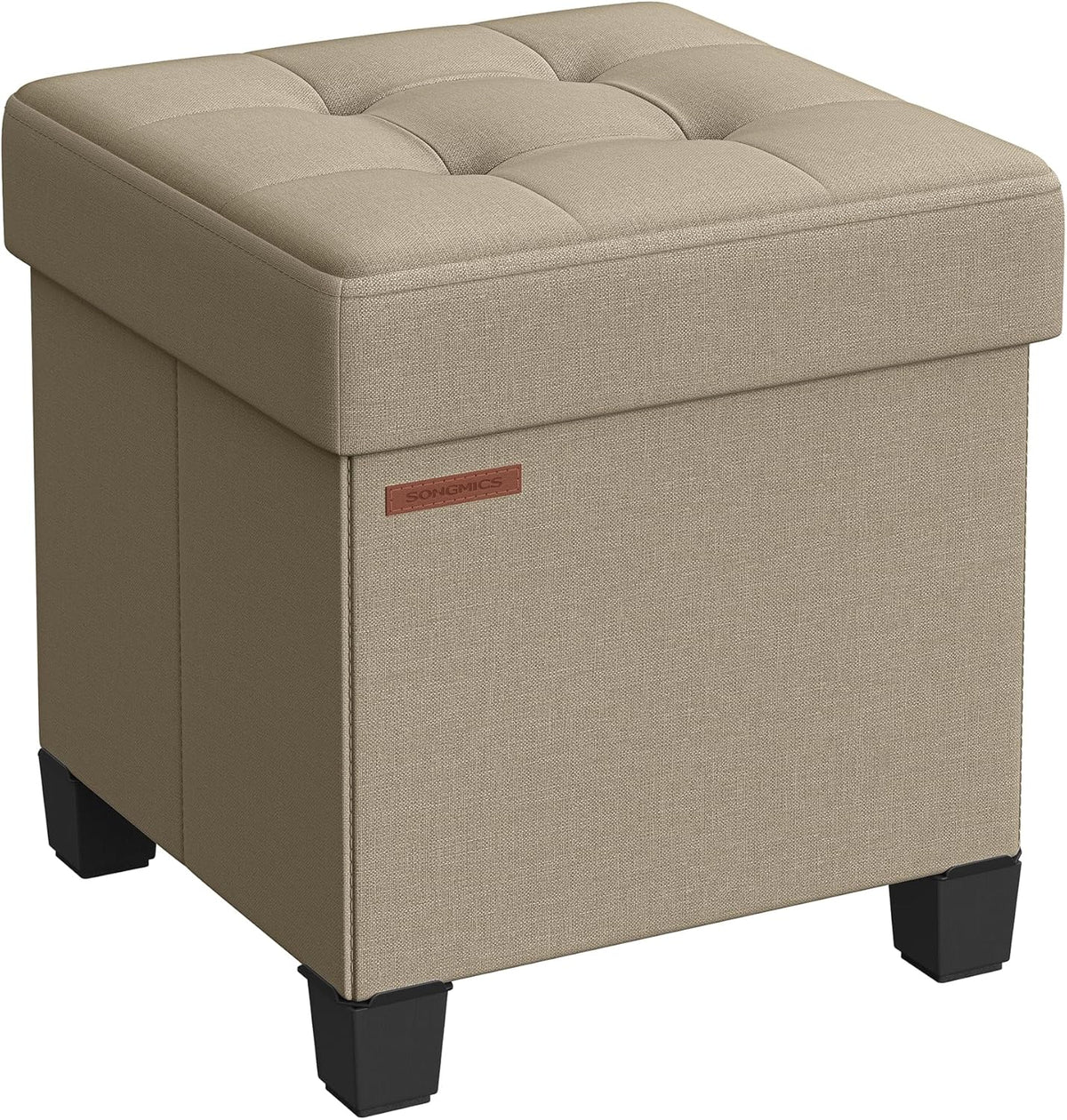 SONGMICS Storage Ottoman, Small Ottoman Foot Rest with Legs, 15 x 15 x 15.7 Inches Foot Stool, Load