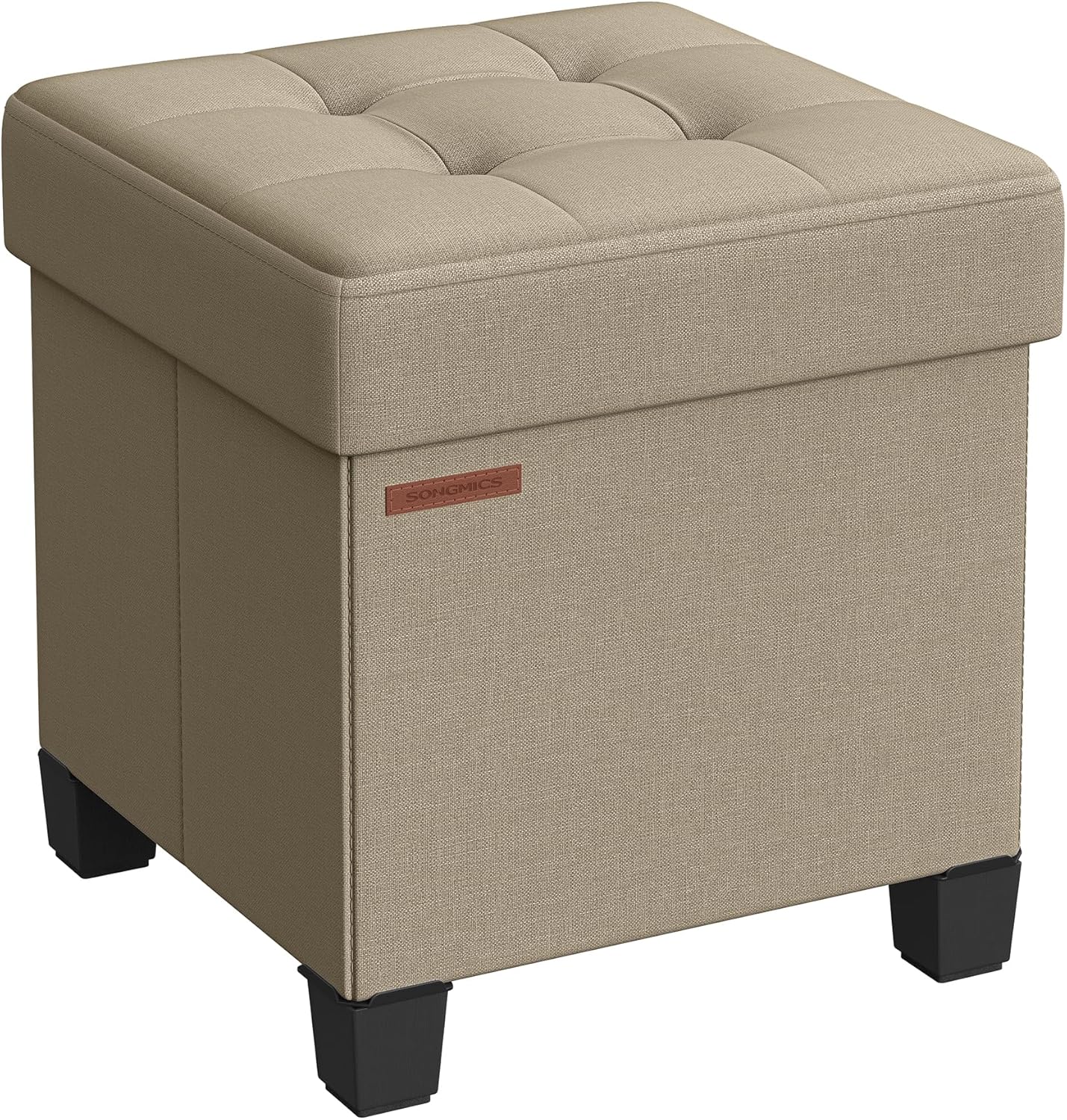 SONGMICS Storage Ottoman, Small Ottoman Foot Rest with Legs, 15 x 15 x 15.7 Inches Foot Stool, Load