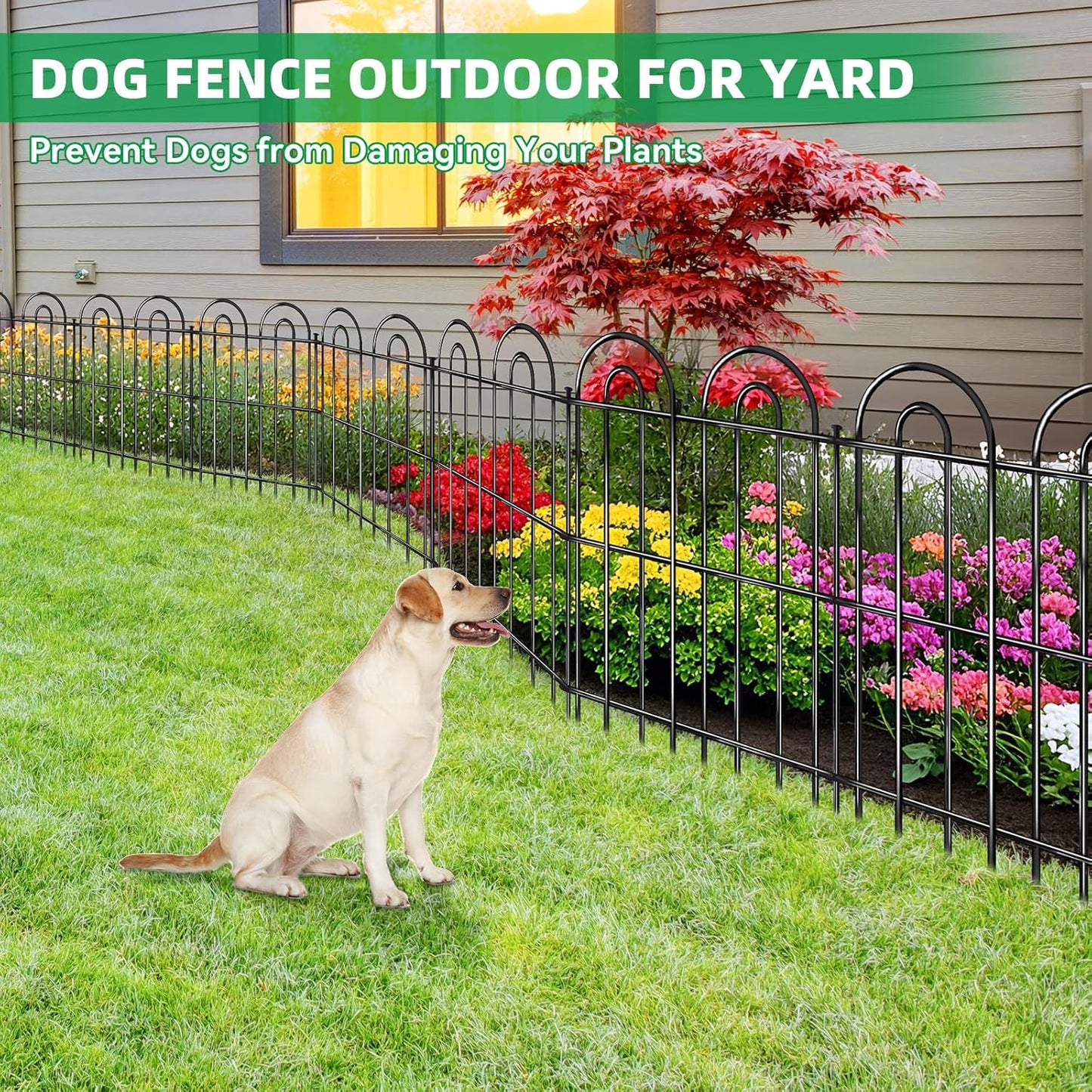 25 Panels Decorative Garden Fence, 32 in(H) X 50 ft(L) No Dig Dog Fence Outdoor for Yard, Rustproof