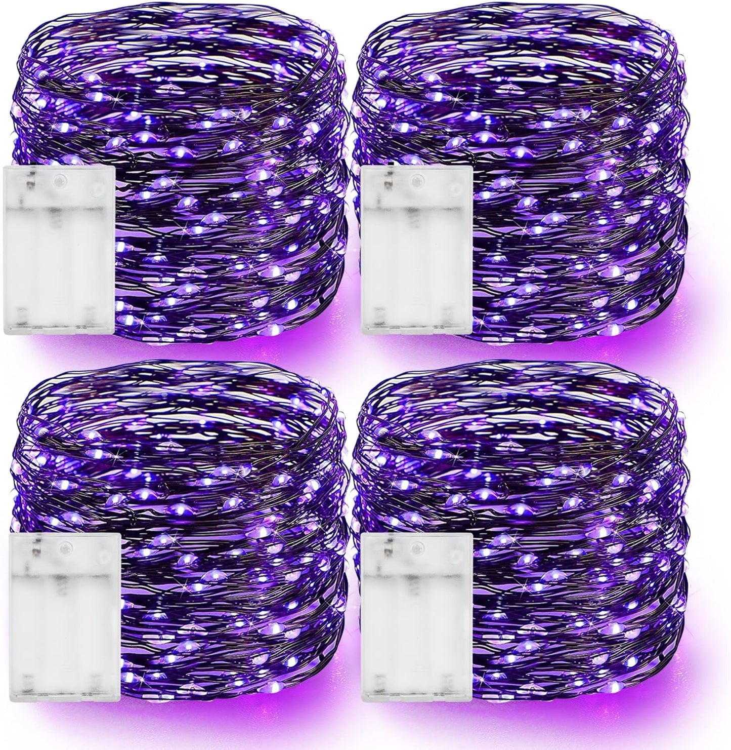Dazzle Bright Purple Fairy String Lights, 4 Pack Total 80FT 240LED Copper Wire Battery Operated