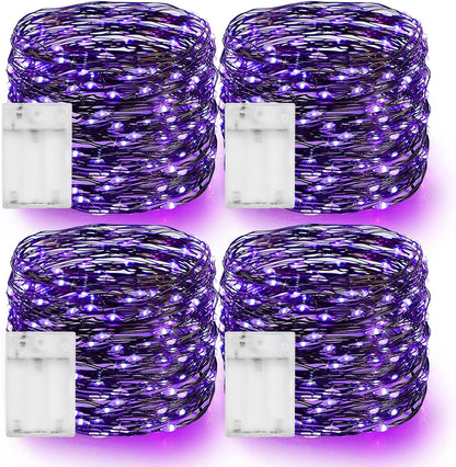 Dazzle Bright Purple Fairy String Lights, 4 Pack Total 80FT 240LED Copper Wire Battery Operated