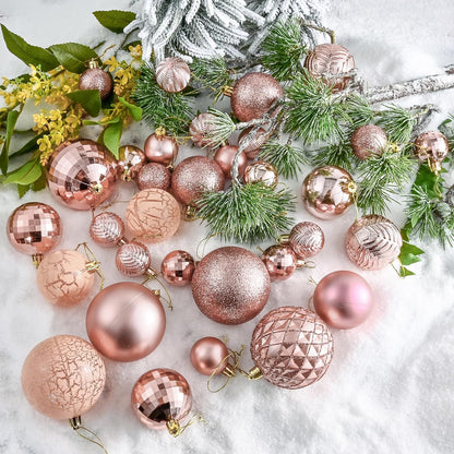 LANGXUN 36pcs Rose Gold Christmas Tree Decorations Balls, Bolas De Navidad, 2025 Christmas Decor