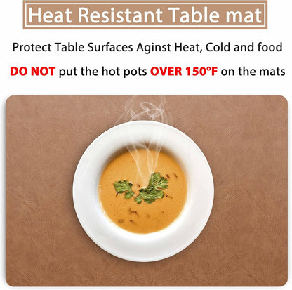 Set of 8 Faux Leather Placemats, PU Table Mats, Waterproof, Stain Resistant, Heat Resistant