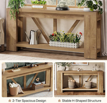 Tribesigns 70.9" Extra Long Entry Table, Farmhouse Wood Console Table with Storage, Modern Accent