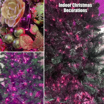 HISHINY Christmas Lights 100 Count Pink Christmas Tree String Lights with Green Wire for Outdoor