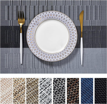 LEXMORE PlaceMats Set of 12 Vinyl/Plastic Woven Place Mats for Kitchen Table Indoor/Outdoor