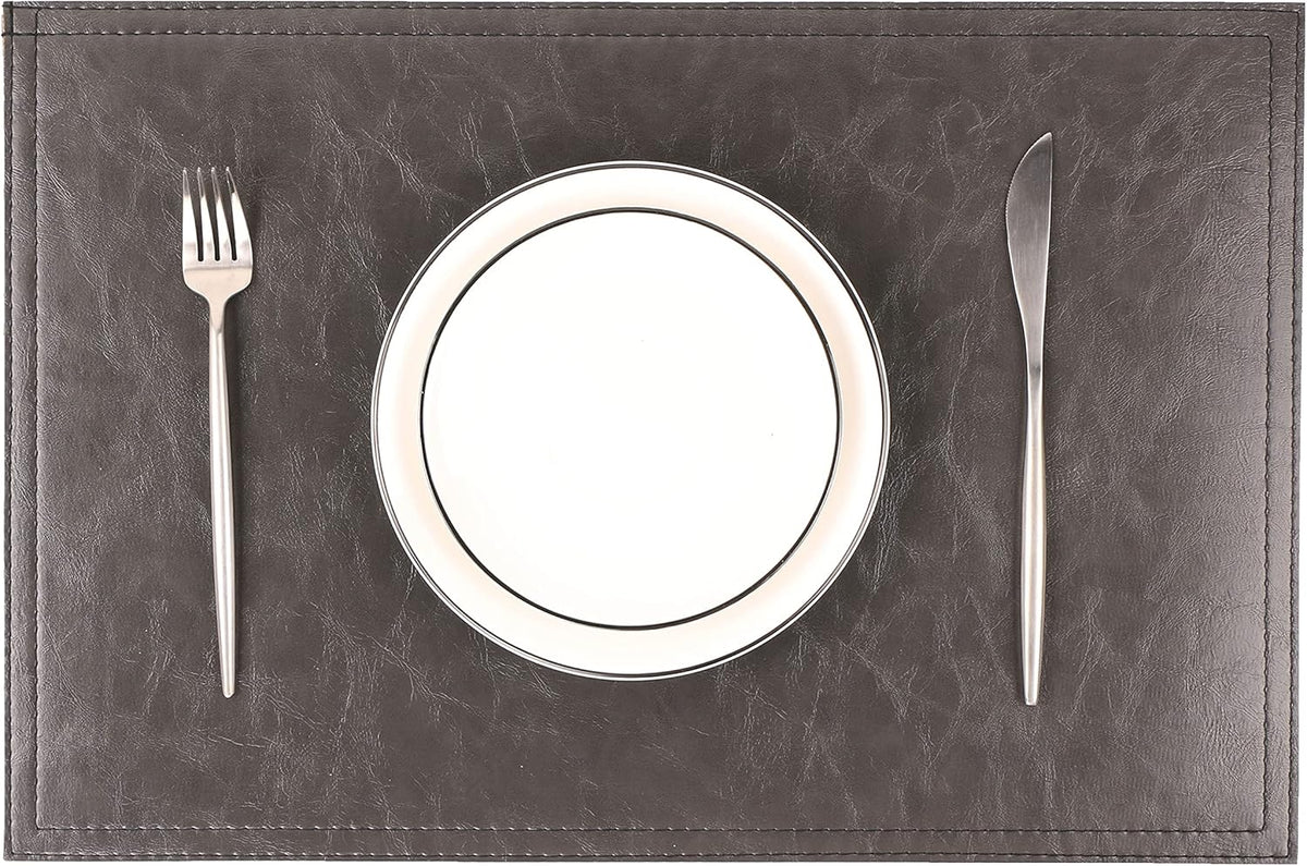 Jovono Waterproof PU Placemats, Faux Leather Dining Table Mat, Set of 8, Easy to Wipe Off Scrub