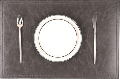 Jovono Waterproof PU Placemats, Faux Leather Dining Table Mat, Set of 8, Easy to Wipe Off Scrub