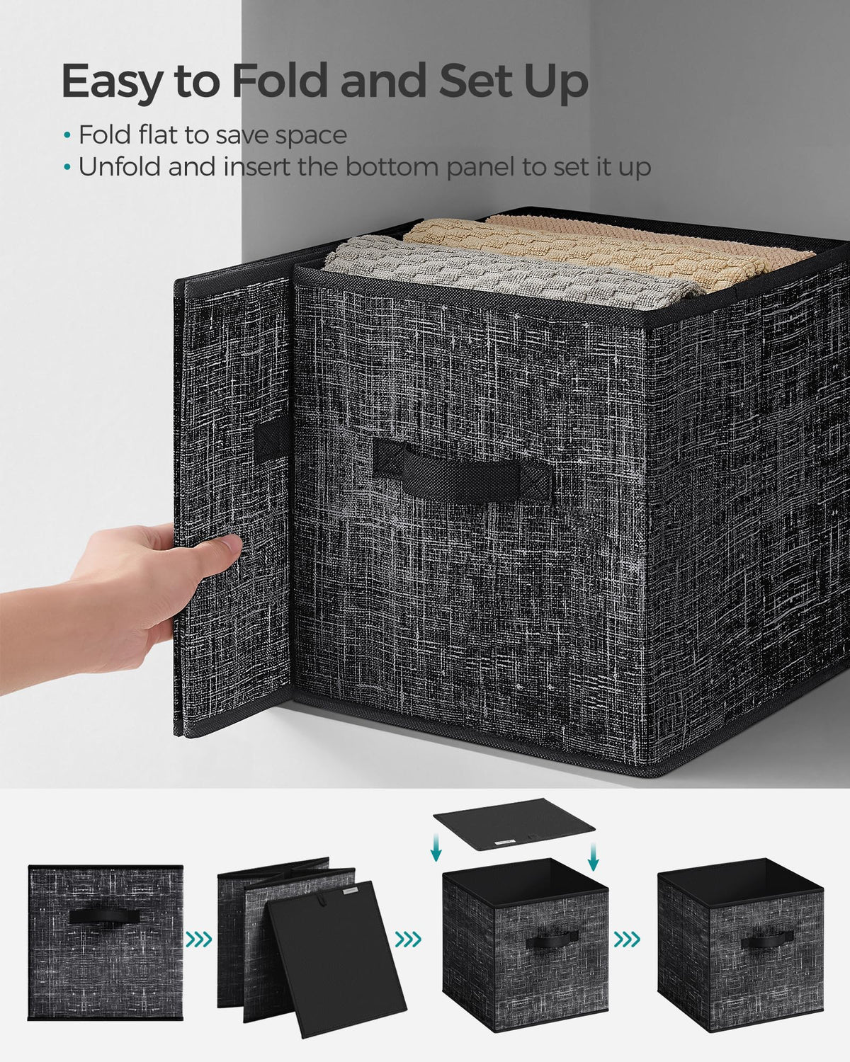 SONGMICS Storage Cubes, Set of 8, 11-Inch Foldable Closet Organizers