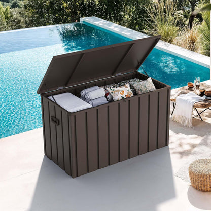 PURPLE LEAF Outdoor Deck Box 120 Gallon Waterproof Lockable Storage Box Container with Lid Deck