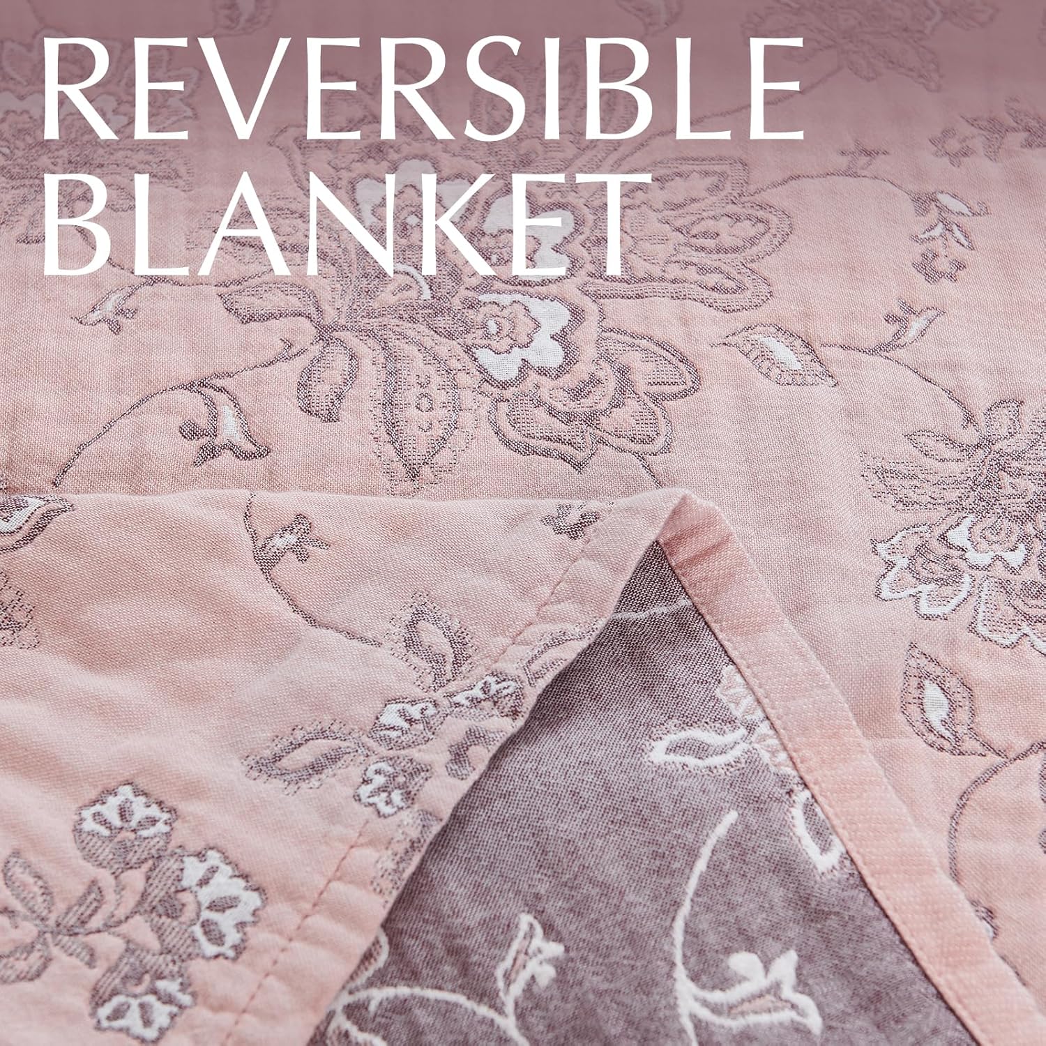 jinchan Boho 100% Cotton Muslin Twin Size 50x60 Inches Blanket Lightweight 4-Layer Quilted Soft