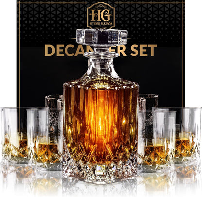 Luxury Gift For Men – Whiskey Decanter Set For Beloved Husband Or Dad Birthday Gift – 4 Whiskey