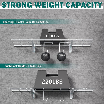 EVERHANGER Garage Wall Shelves, 12 X 48 Inch Wall Mounted Storage Shelves, Heavy Duty Metal