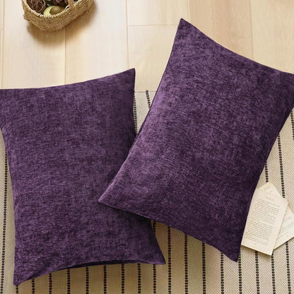 CaliTime Throw Pillow Covers Decorative 20 X 26 Inches Pack of 2 Cozy Chenille Standard Pillow