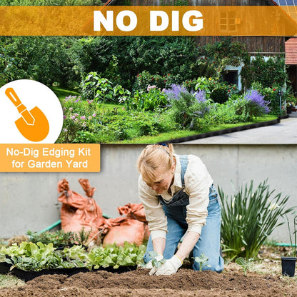 Landscape Edging 4Pack, 4in Tall-132FT Length Garden Edging with 120pcs Spikes, Plastic No Dig