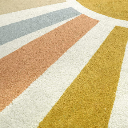 STARUIA Boho Round Rug 4 Ft Washable Area Rug for Kids Room, Colorful Sun Circle Rug for Playroom