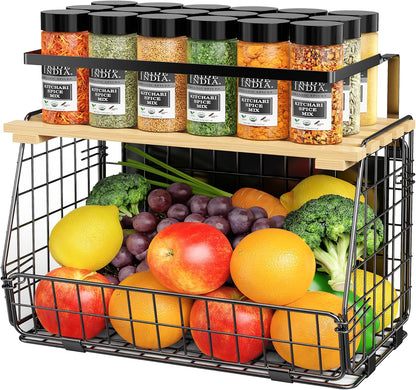 Magnetic Shelf for Fridge: Fruit Potato and Onion Storage Bin - Magnetic Spice Rack for