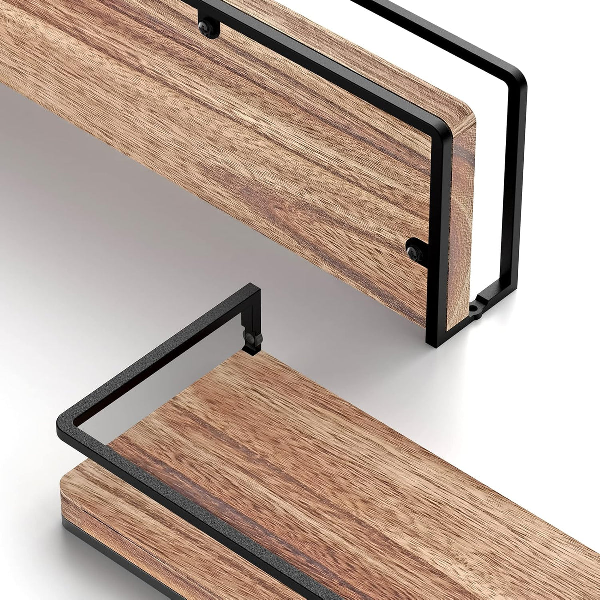 Meangood Floating Shelves Wall Mounted Set of 2, Rustic Wood Wall Storage Shelves for