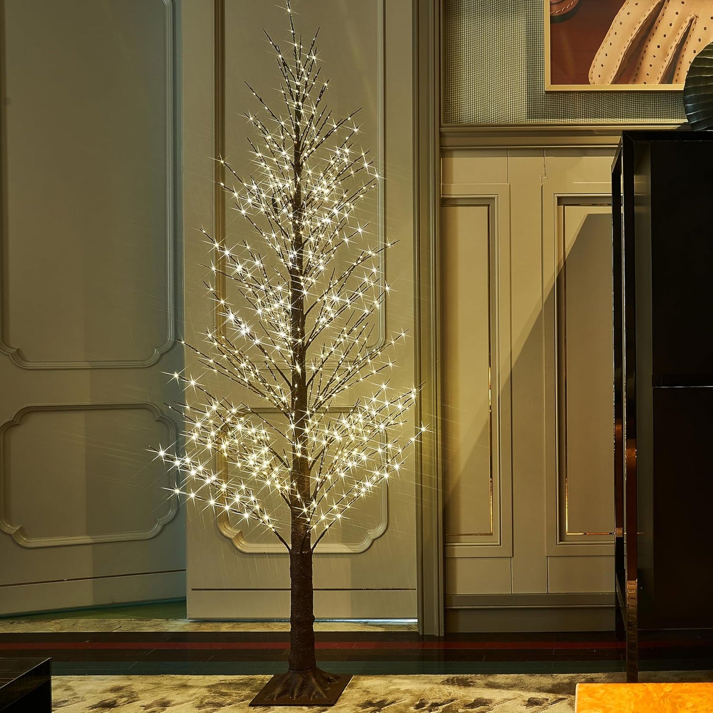 Fudios Lighted Alpine Tree Brown Willow 6FT 810 LED Fairy Lights,Artificial Winter Twig Trees Plug