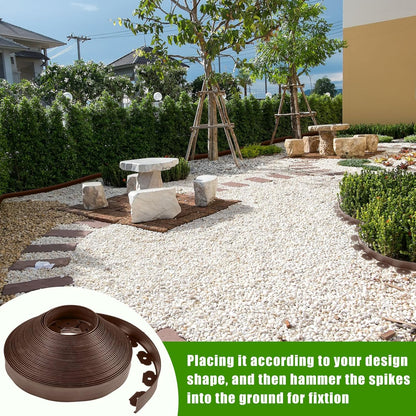 Sasylvia 2.5'' x 200' Landscape Edging Kit Edging Border Coil Include Anchoring Spikes 10