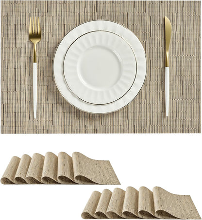 Leetaltree Light Brown Placemats Set of 12 - Heat Resistant Non-Slip Place mats for Dining Table
