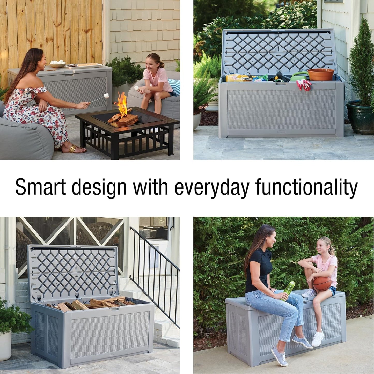 Rubbermaid Extra Large Resin Outdoor Storage Deck Box (134 Gal), Weather Resistant, Gray, Deck