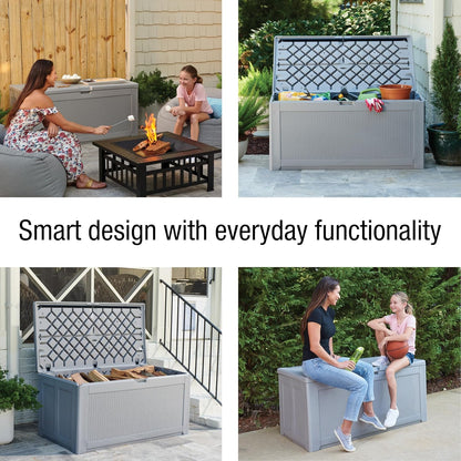 Rubbermaid Extra Large Resin Outdoor Storage Deck Box (134 Gal), Weather Resistant, Gray, Deck