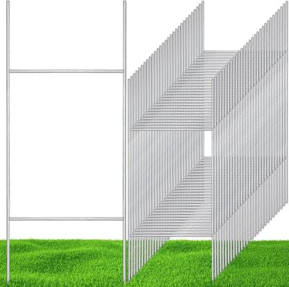 100 Pcs H Stakes for Yard Signs 30'' x 10'' Metal Heavy Duty H Frame Wire Stakes Weatherproof Metal