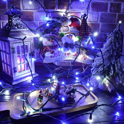 Brizled Blue & White Christmas Lights, 33ft 100 LED 5MM Wide Angle Christmas Lights, Mini String