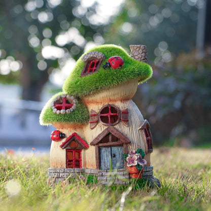 TERESA'S COLLECTIONS Mushroom Garden Statues with Outdoor Solar Light for Garden Decor, Green