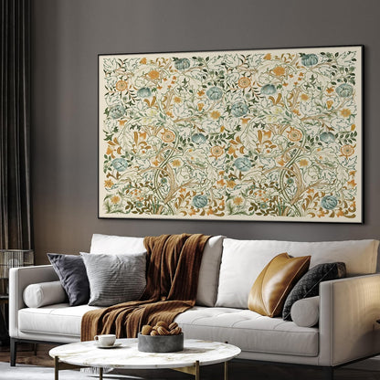 SIGNWIN 46"x72" Extra Large Framed Wall Art Vintage Botanical Floral with Golden and Teal Leaves
